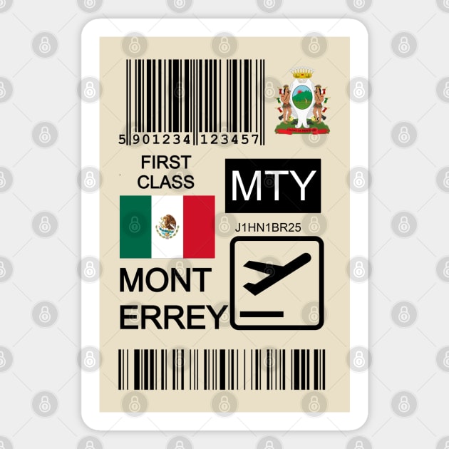 Monterrey Mexico travel ticket Magnet by Travellers